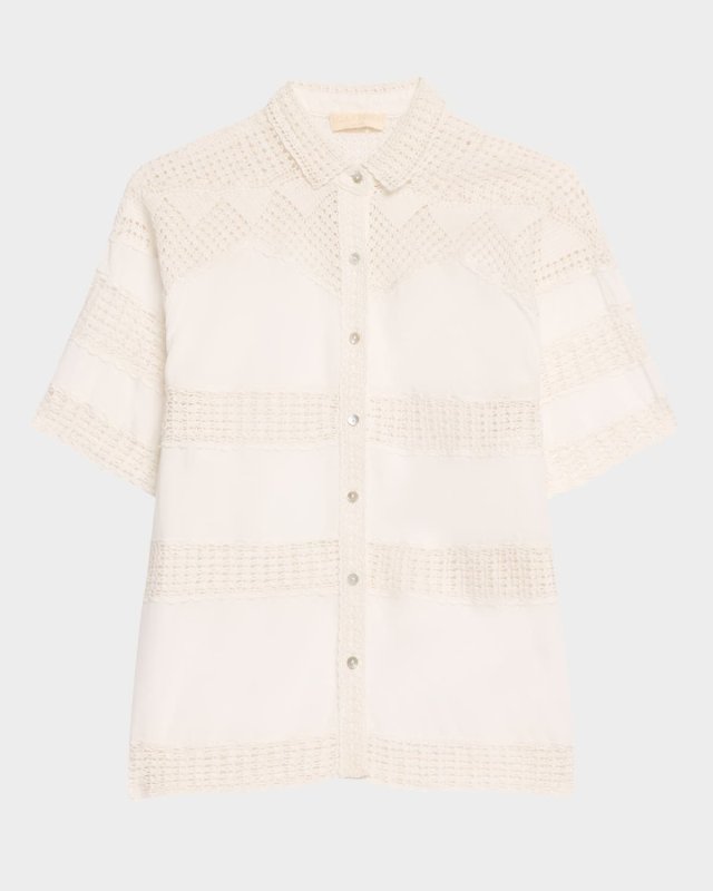 Amal Crochet Button-Front Shirt